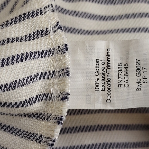 J.Crew White Navy Striped Nautical Scallop Cord Trim Boat Neck Tank Top Size 00 - Picture 10 of 10